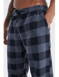 Woven Check Loungewear Pants - black - 2