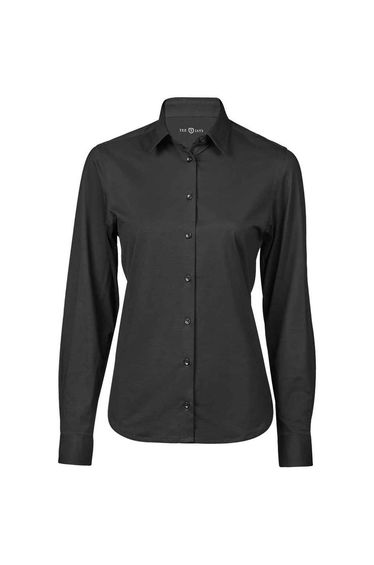 Tee Jays Womens/Ladies Stretch Long-Sleeved Active Shirt - Black