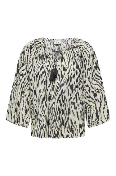 Printed Blouse with Tie Collar