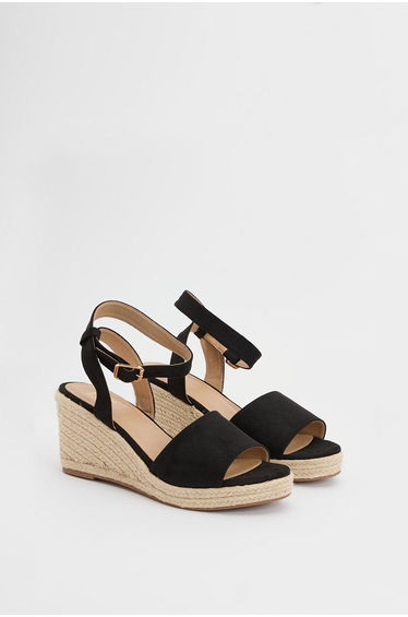 Wide Fit Rebekah Faux Suede Peep Toe Espadrille Wedge Sandals