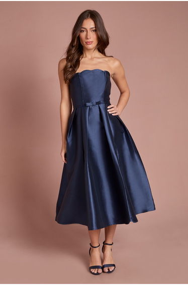 Scalloped Strapless Midi Dress