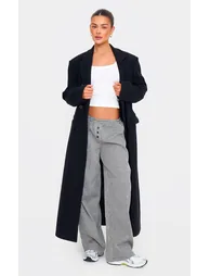 Black Stripe Soft Woven Boxer Waistband WIDELeg Trousers