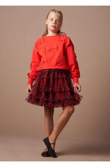 Darby Red Tartan Mesh Skirt