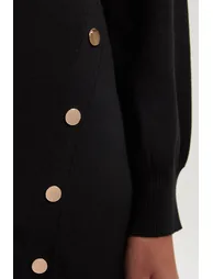 Viscose Blend Popper Detail Knitted Mini Dress - 2