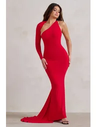 Katarina | Red One Shoulder Fishtail Maxi Dress