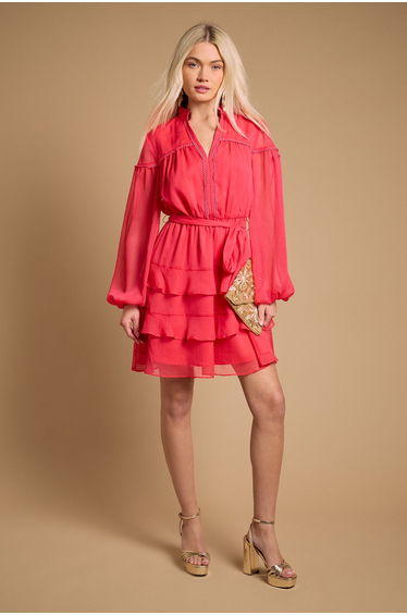 Contrast Tiered Mini Dress