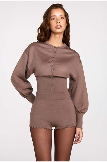 Knit Cardigan in Mocha