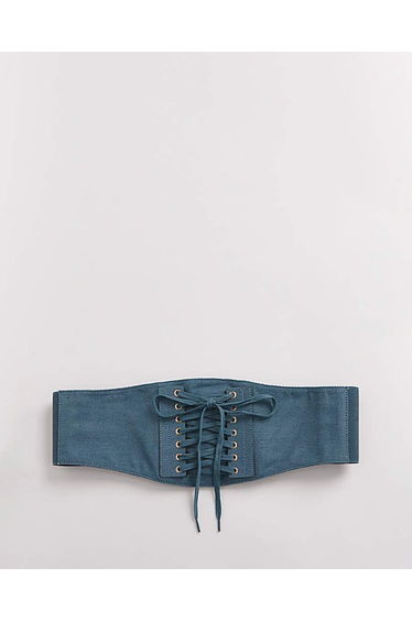 Blue Denim Corset Style Waist Belt