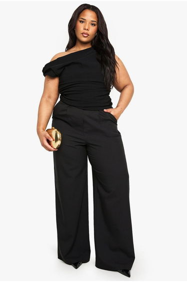 PLUS BENGALINE ASYMMETRIC TOP - black