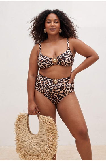 Leopard Printed Piece Mix&Match Bikini Top with Strapless Premium Accessories