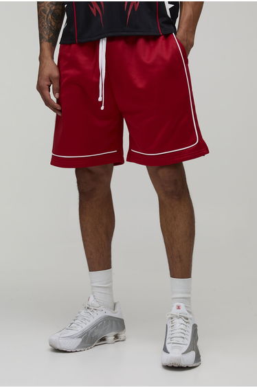 Regular Fit Piping Tricot Short - red