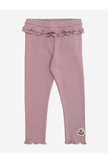 Moncler Enfant Baby Girls Ruffle Logo Leggings in Pink