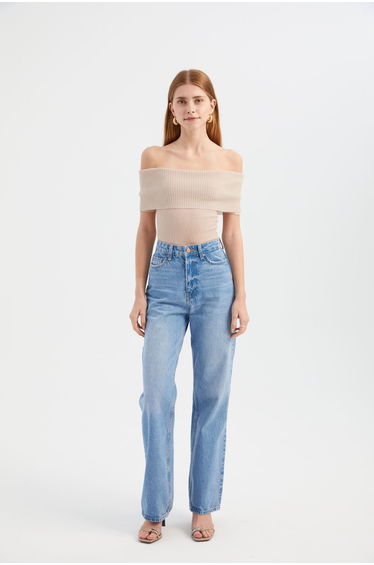 Knitted Ribbed Short-Sleeve Cropped Top
