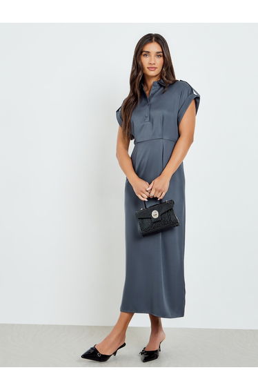 Grey Sleeveless Midi Dress