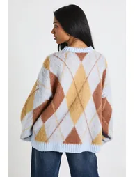 Super Soft Argyle Knitted Jumper - baby blue - 1
