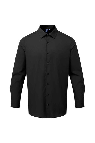 Premier Mens Recyclight Poplin Long-Sleeved Shirt - Black