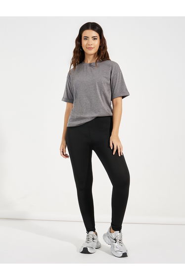 Solid Elastic Waistband Leggings