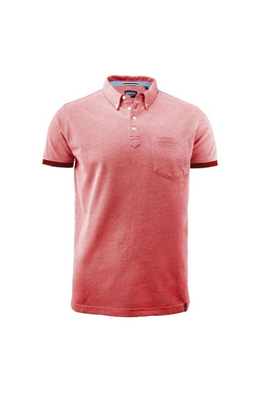 James Harvest Mens Larkford Melange Polo Shirt - Red