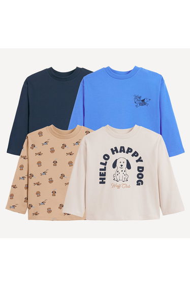 Pack of 4 Dog Theme Long Sleeve T-Shirts