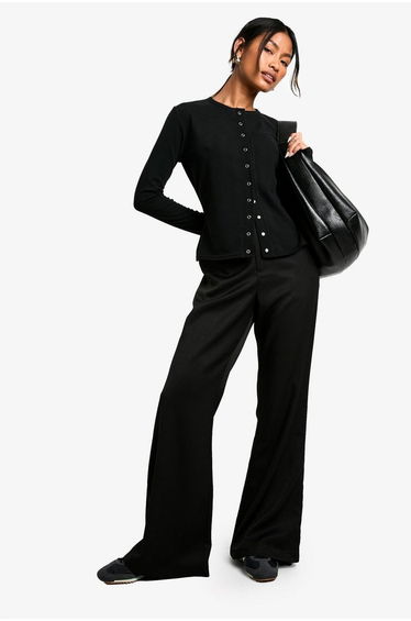 Woven Tailored Flare Trouser - black