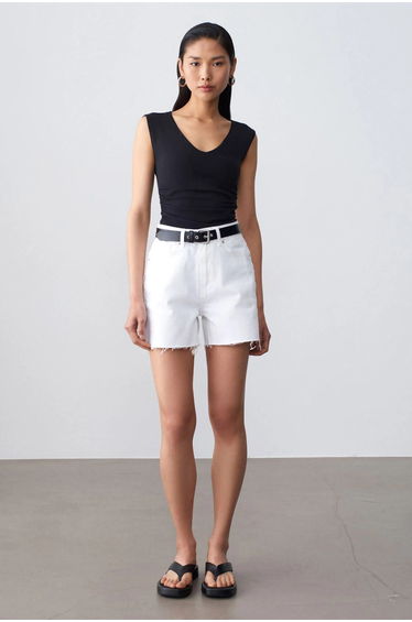 DILVIN Sleeveless V-Neck Slim Fit Blouse