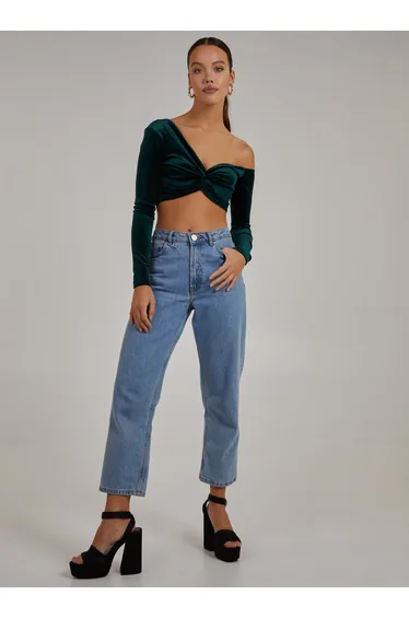 Velvet Twist Front One Shoulder Top