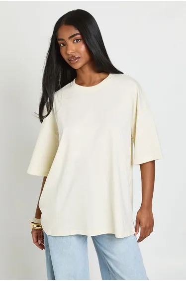 Oversized Short Sleeve T-Shirt - ecru