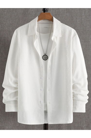 Men White Textured Long Sleeve Shirt
