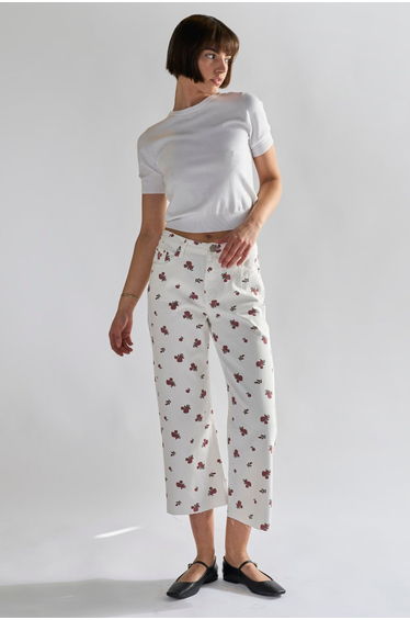 Glamorous Womens White Ditsy Denim Jeans
