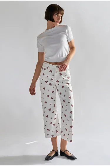 Glamorous Womens White Ditsy Denim Jeans