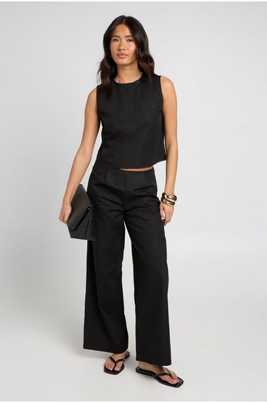 Boxy Poplin Structured Co-Ord - black