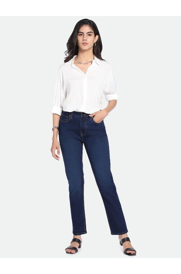 Mid Wash Slim Fit High-Rise Jeans