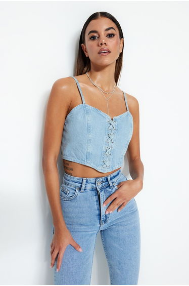 Crop Top - Blue - Plain