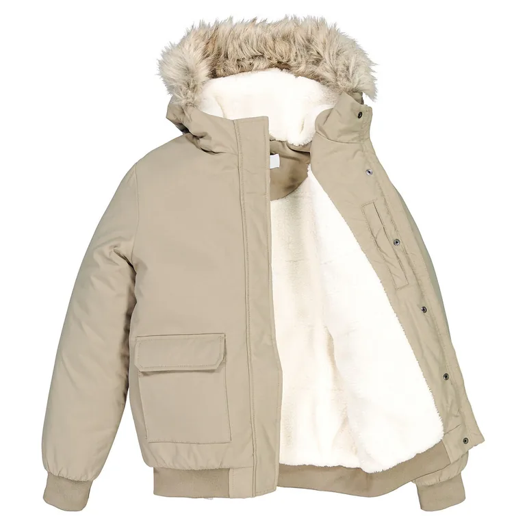 Hooded Jacket with Faux Fur Trim - 4