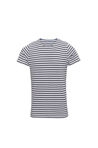 Asquith & Fox Mens Mariniere Coastal Short Sleeve T-Shirt - White/Navy