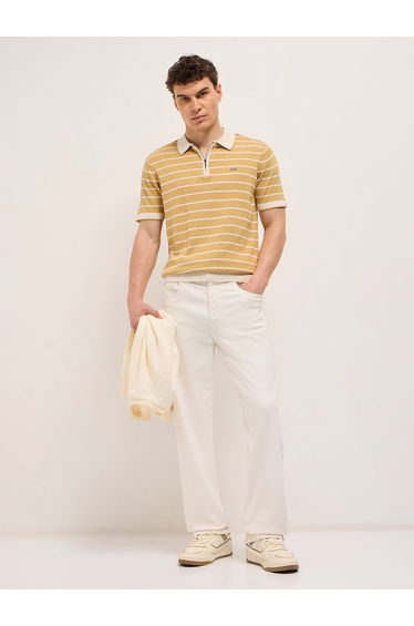 Men Cotton Striped Slim Fit Polo