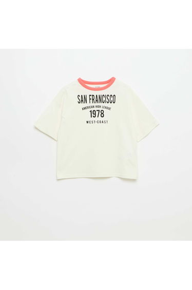 Short-Sleeve Patterned T-Shirt with Contrasting Trim WHITE