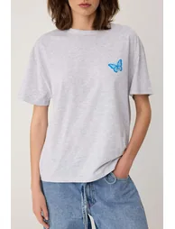 Kar Melanj Printed Oversized Crew Neck Short Long Tok 100% Cotton Knitted T-Shirt - 2