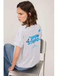 Kar Melanj Printed Oversized Crew Neck Short Long Tok 100% Cotton Knitted T-Shirt - 1