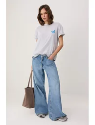 Kar Melanj Printed Oversized Crew Neck Short Long Tok 100% Cotton Knitted T-Shirt