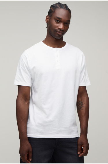 Tall Essential Slim Fit Henley T-Shirt - white