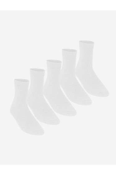 Zeco Kids School Turnover Top Socks (5 Pack) in White