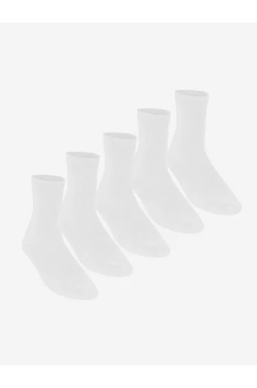 Zeco Kids School Turnover Top Socks (5 Pack) in White