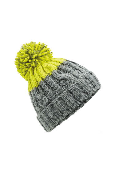 Beechfield Apres Beanie - Light Grey/Citron