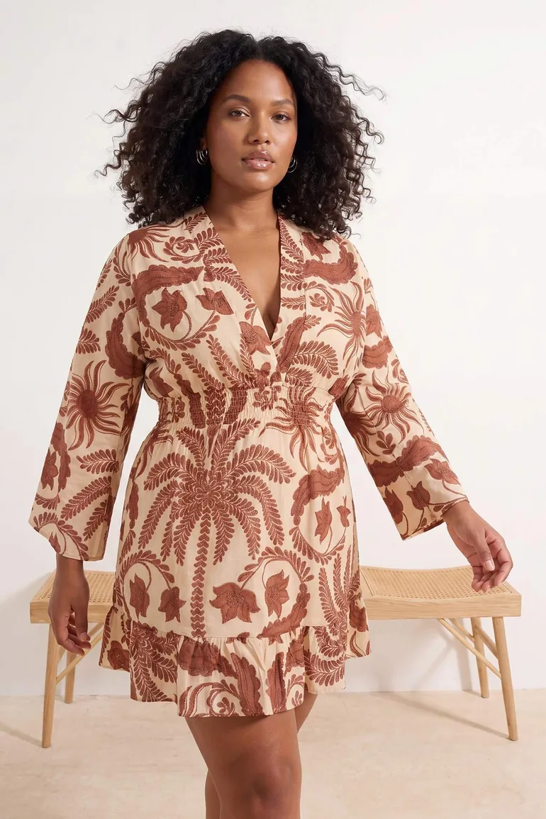 a brown dress in spanish Spanish Linen Dress - Yellow / 1 ( 55