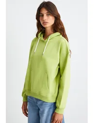 هودي قطن أخضر بأكمام طويلة بجيوب و طاقية - 4