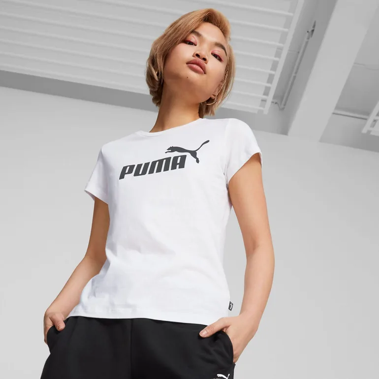 Women's Puma Essential Logo T-Shirt in White - 4