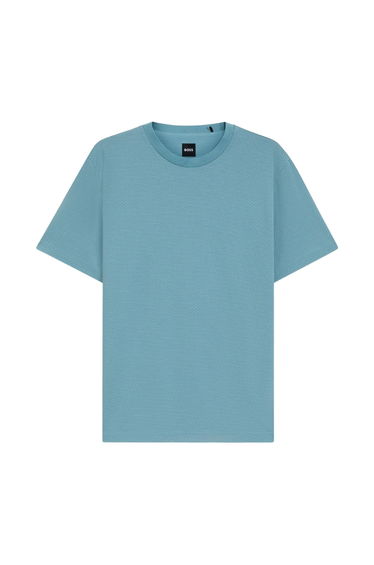 Boss Mens C-Thompson Ribbed Collar T-Shirt - Light Blue