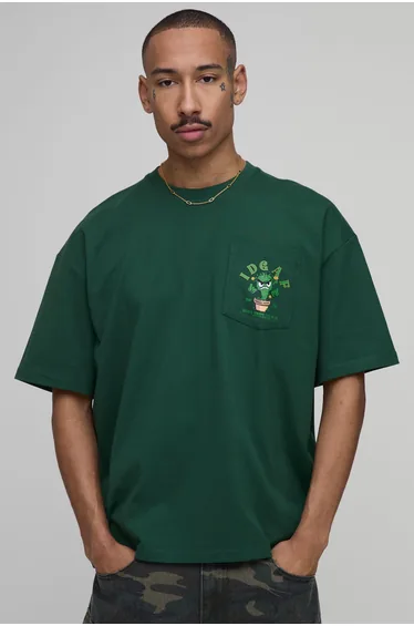 Collector's Edtn Daisy Print Oversized Pocket T-shirt - forest