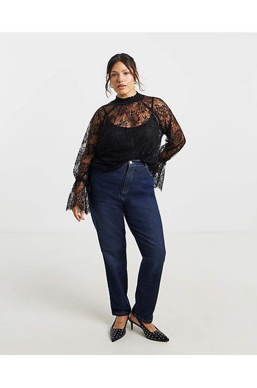 Eyelash Lace Top With Sleeve Detail